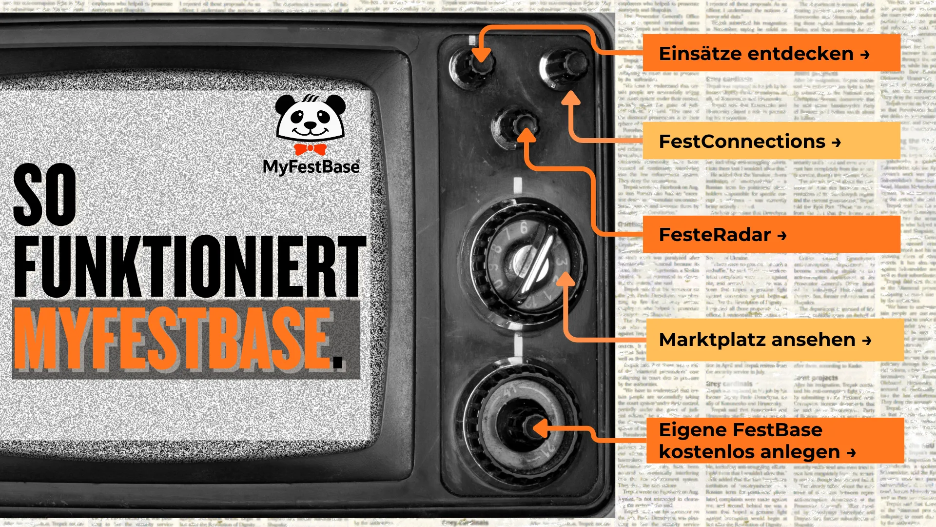 Ein Retro-Fernseher zeigt: So funktioniert MyFestBase.